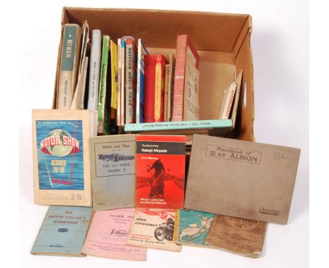 A good collection of approx x50 early and vintage car / automobile and motorcycle handbooks, manuals and publications. Variou