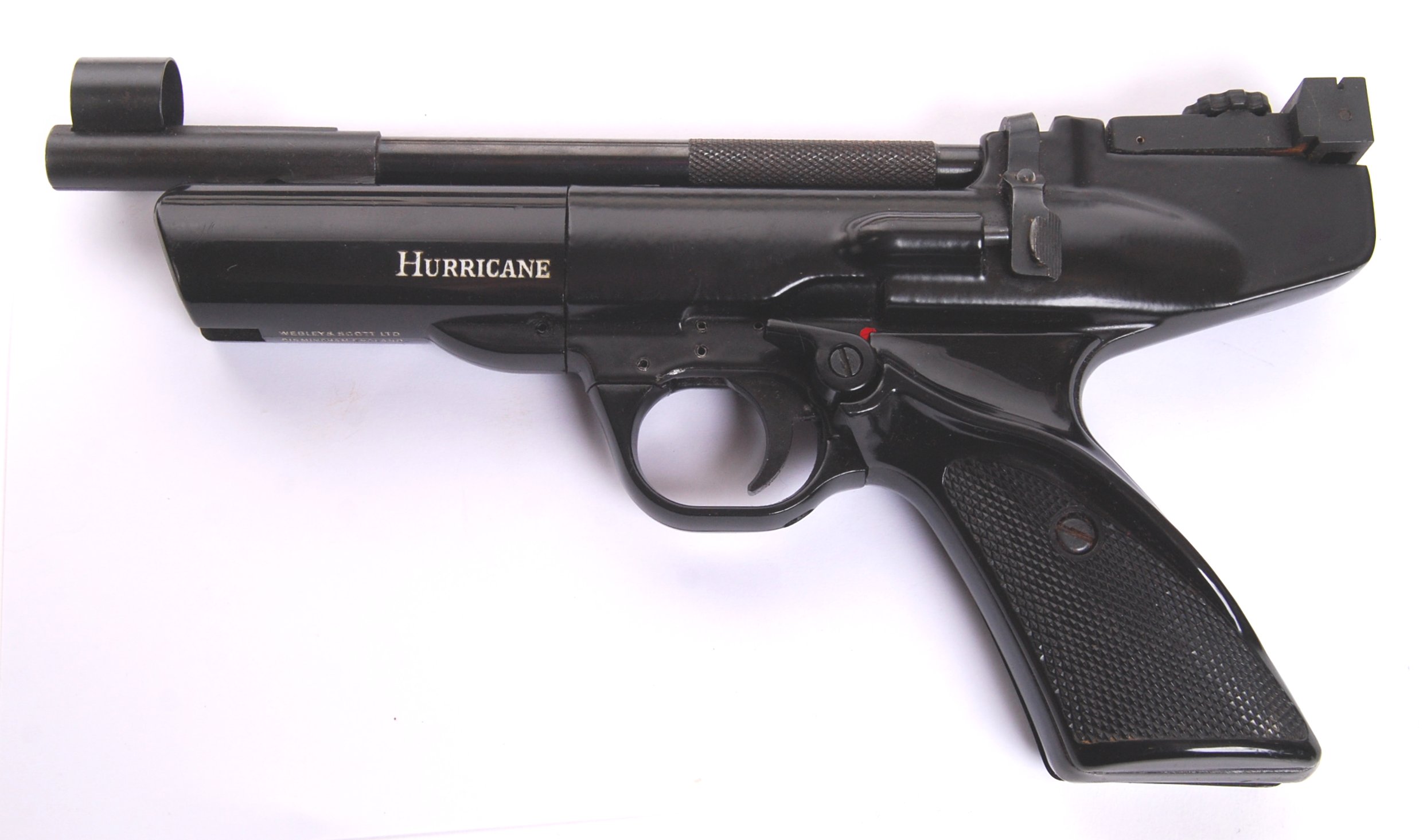 A rare Webley & Scott made ' Hurricane ' .22 calibre air pistol. Within ...