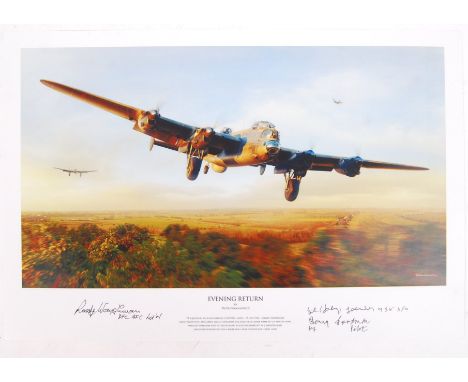 ' Evening Return ' Piotr Forkasiewicz - limited edition full colour print depicting a 75 Squadron Lancaster returning home to