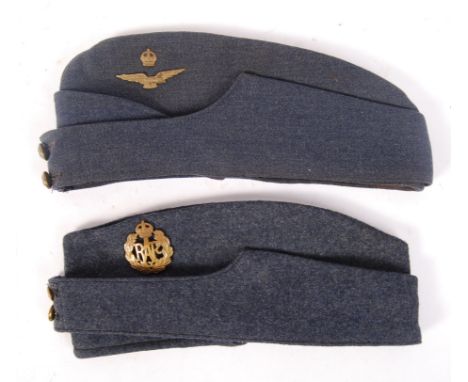 Two original WWII Second World War era RAF uniform forage caps. The first being an Officer's cap c.1940, the second being a 1