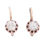 Ohrhänger mit Altschliffdiamanten zus. ca. 0,7 ct,