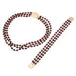 Schmuckset Collier und Armband mit Granatkugeln