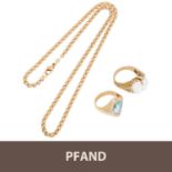 PFANDAUKTION - 1 Ring GG 18K 2 Biwaperlen , 1 Ring GG 18K Opal