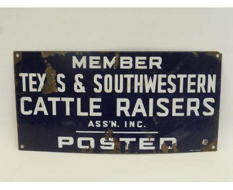 A Texas & South western "Cattle Raisers" rectangular enamel sign 20 x 10".