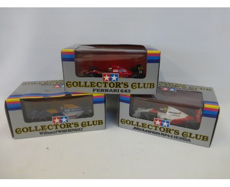 Three boxed 1:2 scale Collector's Club Formula 1 cars - a McLaren MP4/6 Honda, a Williams FW14B Renault and a Ferrari 643.