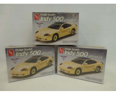 Three unopened boxed AMT Ertl Dodge Stealth Indy 500 official car 1/25 scale model kits.