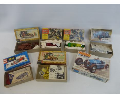An assortment of Revell Highway Pioneers plastic model car kits, two Cowland Model Highway Pioneer kits including an Airfix 1