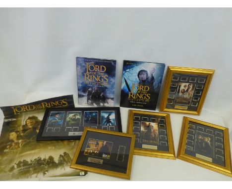 A collection of limited edition framed and glazed film clips from The Lord of the Rings trilogy, also a film cell from The It