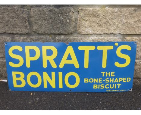 A Spratt's Bonio rectangular enamel sign by Wood & Penfold Ltd, London, in excellent condition, 30 x 12".