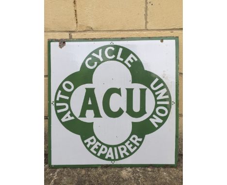 An Auto Cycle Union Repairer double sided enamel sign, 18 x 18".