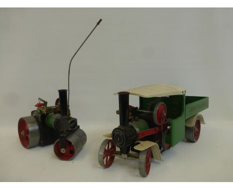 A Mamod steam wagon and a steam roller.