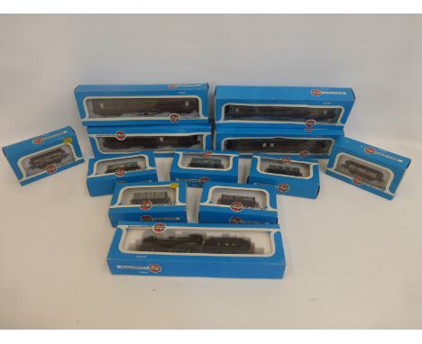 An Airfix 00 gauge 4F Fowler L.M.S.Livery 54122 engine and tender, two 60 foot composite corridor L.M.S., two Brake 3rd Corri