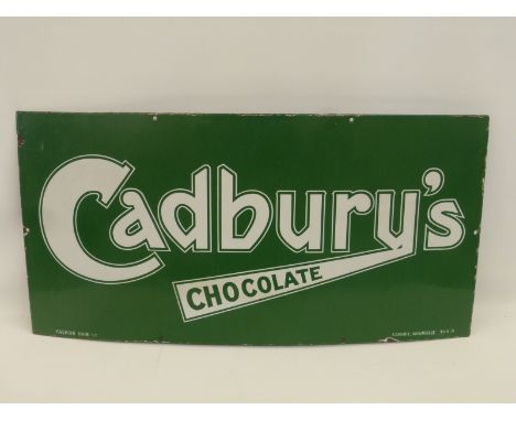 A good Cadbury's Chocolate rectangular enamel sign by Falkirk Iron Co. in excellent condition.