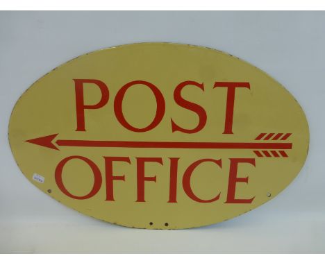 A Post Office oval double sided directional enamel sign post box pediment in near mint condition, 18 x 11 1/2".