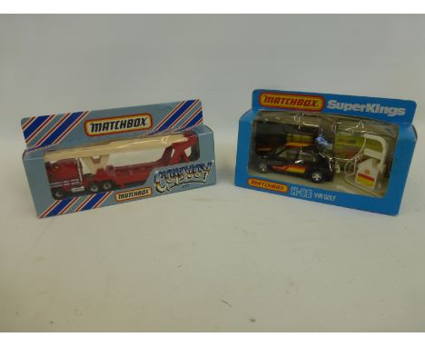 A boxed Matchbox "Convoy" CY1 Kenworth Car Transporter, appears in excellent condition; also a boxed Matchbox Superkings K-86