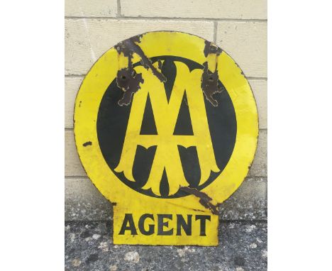 An AA Agent double sided enamel sign, 21 1/2 x 24".