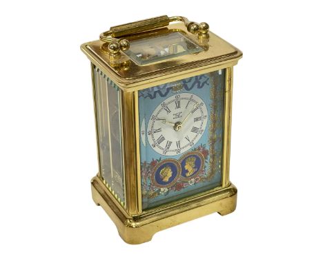 Halcyon Days Enamels Royalty Commemorative carriage clock, 11cm.