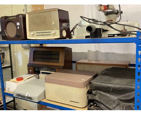 Collection of vintage radio's including Ekco, Bush, Stella, Morphy Richards, etc, together with tape machine and Coroner type
