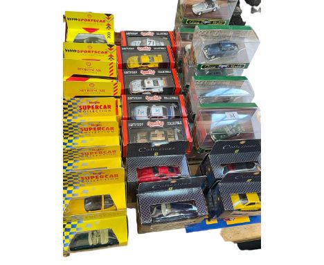 Collection of boxed model vehicles including Shell Classic Sportscar, and Collezione, Quartzo and Corgi Classic Models, etc.