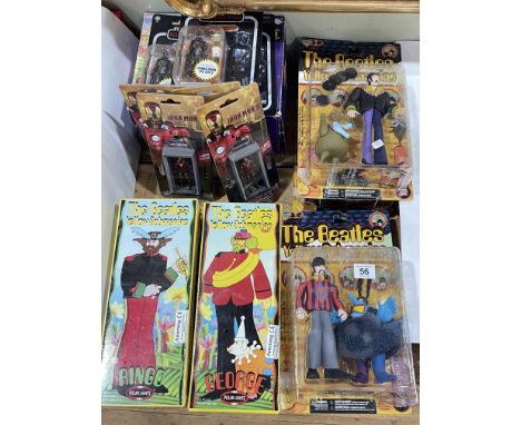 Polar Lights four Beatles Yellow Submarine figures, Mcfarlane Toys four Beatles Yellow Submarine figures, Iron Man 3 and Star