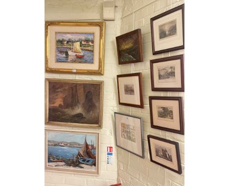 Collection of thirteen various oils and prints including seascape, J. Degnan limited edition print, etc.