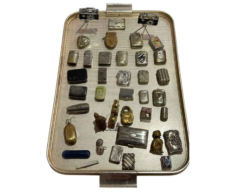 Collection of novelty and other vesta cases, two novelty camera lighters, etc.