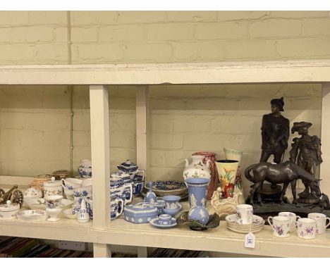 Heredities TM43 sculpture, two spelter figures, Hammersley, Wedgwood Blue Jasperwares, paintings, etc.