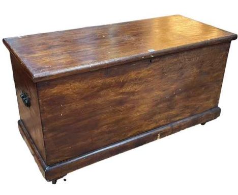 Large Victorian stained pine trunk, 67cm by 126cm by 55cm.