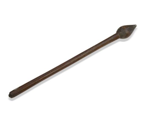 A South Pacific throwing club, possibly Fijian, late 19th or early 20th century, with pineapple head and notched handle72cm l