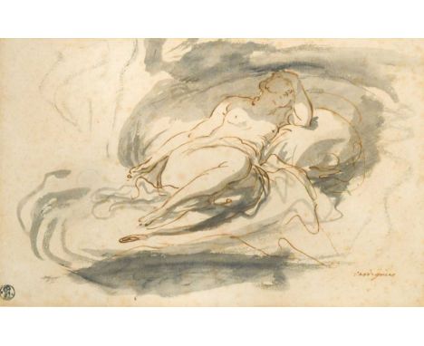 Jean Michel Verdiguier (French, 1706–1796) Reclining female nudesigned 'Verdiguier' (lower right)ink and wash18 x 28cmProvena