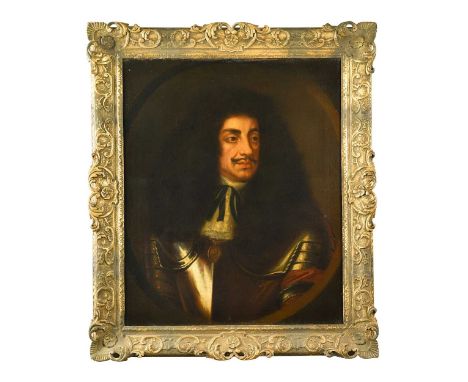 English School, late 17th century Portrait of King Charles II, head and shoulders, in armour wearing the George, in a feigned