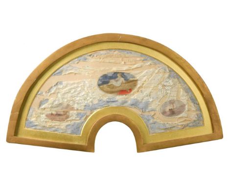 Charles Conder NEAC (British/Australian, 1868-1909) Design for a fan with three oval motifs including a reclining nude figure