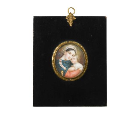 After Raphael Madonna della Sediawatercolour on ivory7 x 6cmAfter the Raphael's famous original in the Palazzo Pitti, Florenc