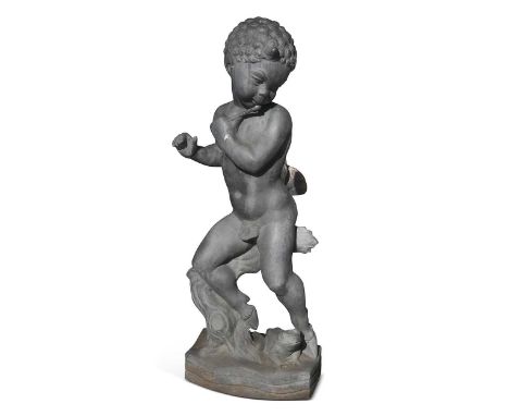 Wheeler Williams (American, 1897-1972) Pan, No. 8, lead figure, on a shaped plinth with attendant toad, signed, titled and nu