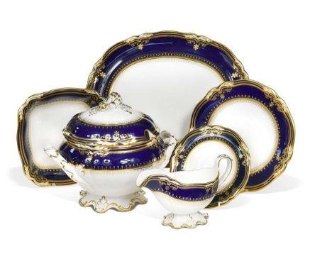 A Spode Lancaster Cobalt dinner service, comprising: eighteen side plates eighteen dinner plates sixteen soup bowlsfourteen s