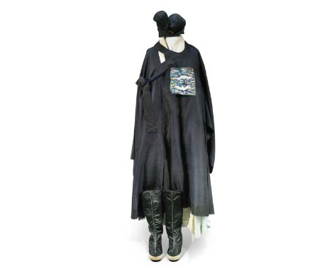 An important Korean court outfit, 19th century,  comprising of a cream undercoat, a green silk undercoat, a cream coloured ba