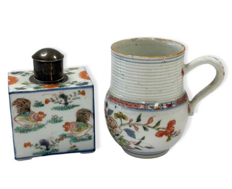 A Chinese famille verte porcelain tea cannister, Kangxi Emperor, circa 1700, of diminutive rectangular section, painted with 