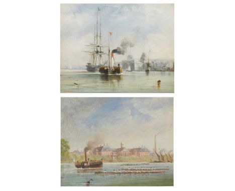 English School, 19th century 'Homeward Bound' and 'Home Sports', a pair of studies on the River Thames, one depicting a steam