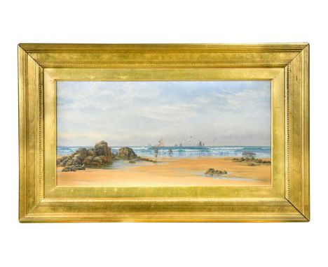 * * John Brett (British, 1831-1902)  'Glorious Summer', Newquay, Cornwall, 1881 oil on canvas 31.5 x 64.5cm  Provenance: F C 