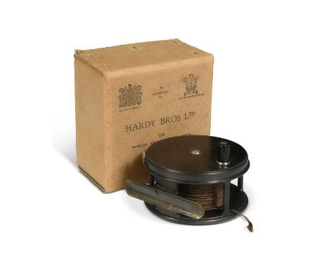 Hardy Bros., a Perfect 4" alloy salmon fly reel, with black handle, ribbed brass foot and drum screw, in maker's card box