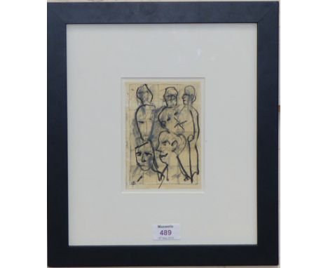 John Kingerlee (Irish 20th/21stC):  pencil and crayon sketch, signed with initials, 5¾" x 4", framed and glazed