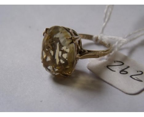 9ct basket set Citrine ring  approx size  J        