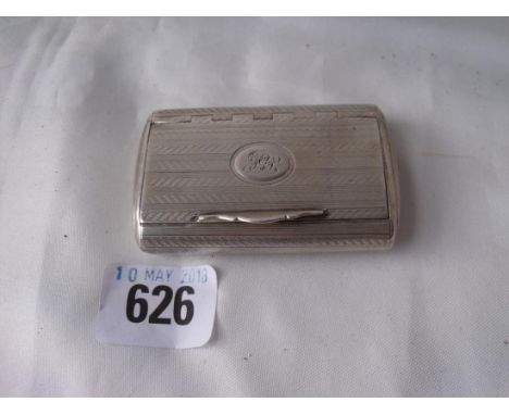 Heavy Georgian snuff box with engine turned body. 2.75in wide.   London 1815 by TPER&JB 75g      
