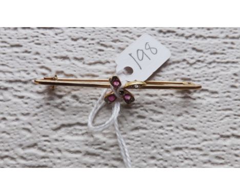 Gold mounted Victorian ruby and diamond  bar brooch        