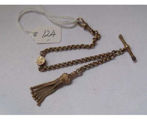 Fancy 9ct watch Albert chain with tassel 7.9g   