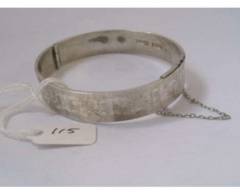 Silver engraved bangle Birm hallmarks 29g    