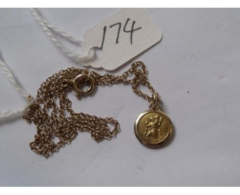 Small 9ct St Christopher on 16”   9ct chain 2.4g        