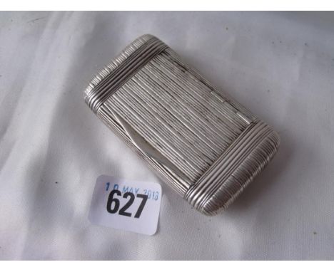 Georgian snuff box. Rectangular curved body with reeded decoration.   3.25 wide. Unmarked. 90g       