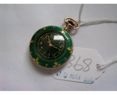 Ladies continental gilded and enamel small fob watch   