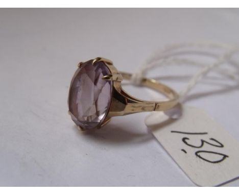 9ct amethyst set single stone ring  approx size P        